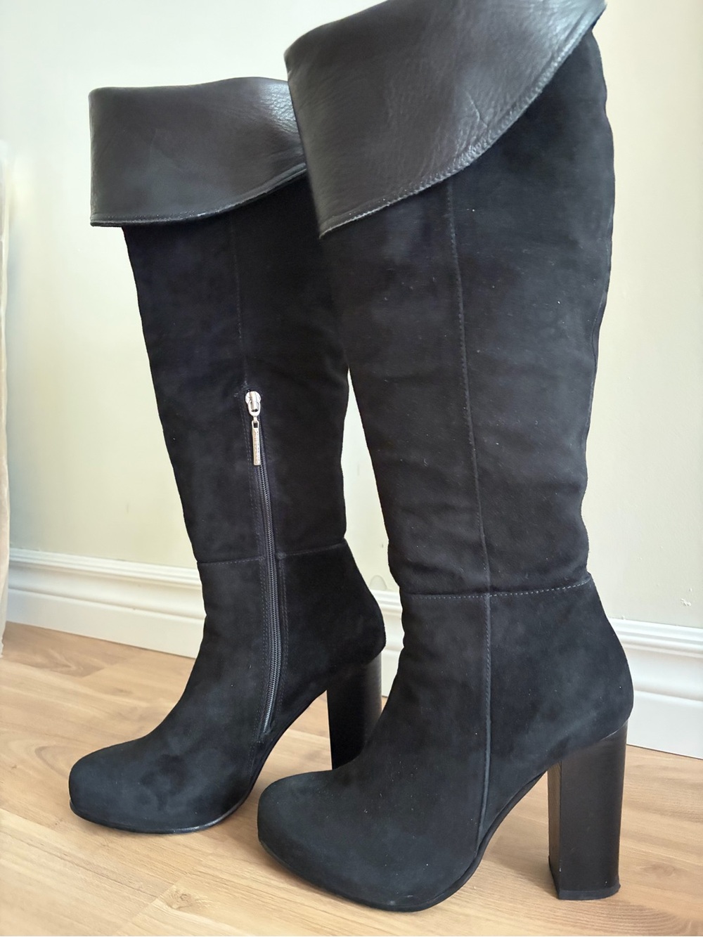 Women's Black Over-the-Knee Suede Boots
